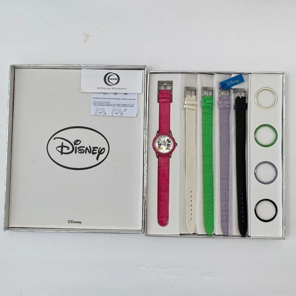 RARE Disney Mickey & Minnie Watch Set - Five Changeable Bands and Bezels